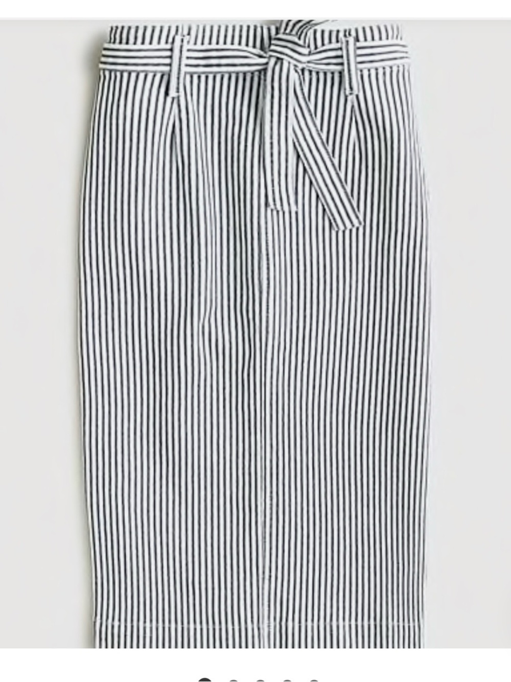 J crew Denim Pencil Skirt Railroad Striped Paperbag Waist size 25 stretchy